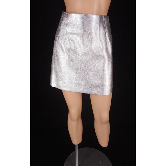 Corbo Boutique Dresses & Skirts - Corbo Boutique Silver Vegan Leather Mini Skirt Bespoke Size XS